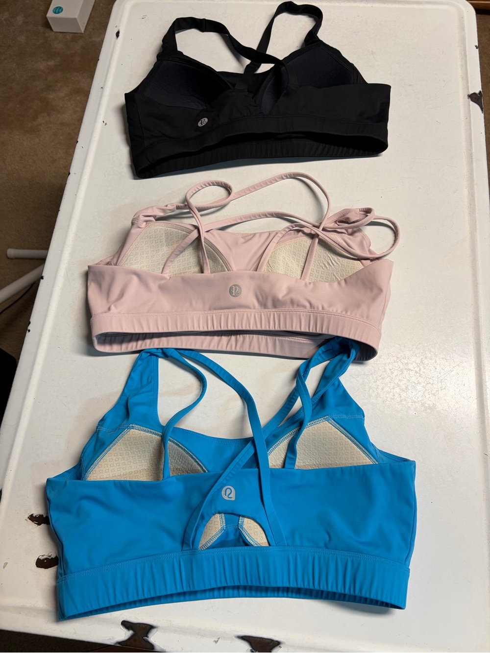 Light Support Strappy Sports Bra - Black, Blush, and Bright Blue - Picture 2 of 2